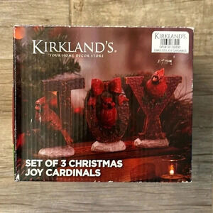 Kirkland’s Christmas three-piece wooden hand crafted joy cardinals